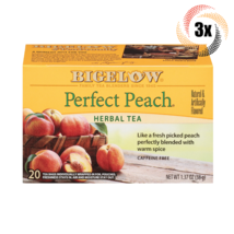 3x Boxes Bigelow Perfect Peach Natural Herbal Tea | 20 Pouches Per Box | 1.37oz - £16.53 GBP