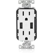 Leviton T5632-BW R02-T5632-0Bw 2-Port Combination Duplex Receptacle with USB - £24.96 GBP