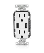 Leviton T5632-BW R02-T5632-0Bw 2-Port Combination Duplex Receptacle with... - $44.27 CAD