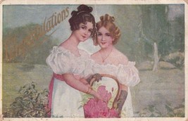 Congratulations Two Old Fashion Ladies Postcard C10 - $2.99