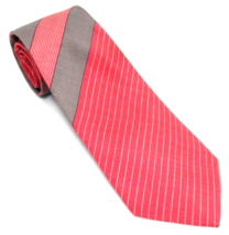 Mens Marco Bianchi Silk Tie Red Gray Diagonal Stripes Hand Made Italy - £11.07 GBP