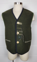 Wesenjak Austrian Green Wool Vest Jacket Antler Buttons Edelweiss 48 US 38 - £23.36 GBP
