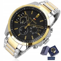 New Genuine Tommy Hilfiger TH1791559 Two Tone Silver Gold Black Dial Mens Watch - £95.79 GBP