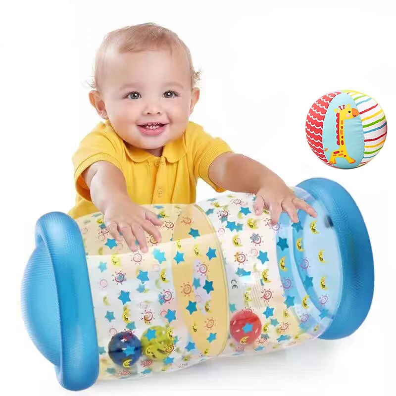 Inflatable Baby Crawling Roller Toy with Rattle and Ball PVC Early Educational - £8.34 GBP+