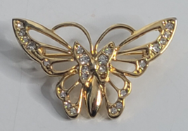 Vintage Butterfly Gold Tone Classic Rhinestone Animal Figural Brooch Pin... - £10.26 GBP