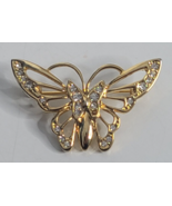 Vintage Butterfly Gold Tone Classic Rhinestone Animal Figural Brooch Pin... - £10.35 GBP