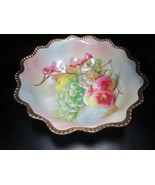 Royal Rudolstadt PRUSSIA fruit bowl gold and grapes antique 9 1/2 x 2 3/... - $1,727.74 MXN