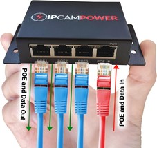 POE Powered 3 Port Switch Network Cat5 Cat6 Midspan Cable Range Extender Pass Th - £57.00 GBP