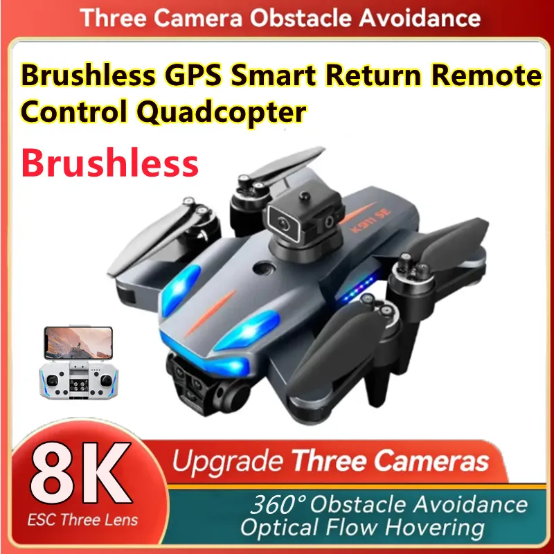 Brushless GPS Optical Flow RC Quadcopter 8K Three Lens 360° Avoid Obstacle L - £98.24 GBP+