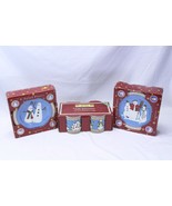 Sakura Snowman 8 Salad Plates and 4 Mugs Christmas Debbie Mumm Xmas - $60.42 CAD