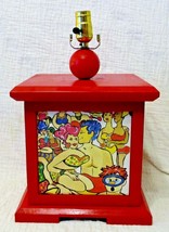 1930&#39;s Red Square Box Table Lamp with Four Hand Painted Italian Beach Sc... - $247.50
