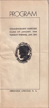 1944 Commencement Exercises Program Abraham Lincoln High School Brooklyn NY - £12.60 GBP