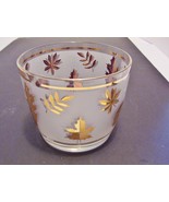 Vintage Ice Bucket Glass Bowl Gold Leaves Foliage Frosted MCM Barware  - €8,57 EUR