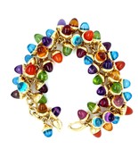18K Gelbgold Multi-Edelstein Eichel Anhänger Cabochon Armband 8&quot; 136,6g - €19.543,32 EUR