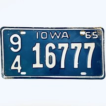 1965 United States Iowa Webster County Passenger License Plate 94 16777 - £14.75 GBP