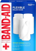 Band Aid Flexible Rolled Gauze- 5 Sterile Rolls - £26.37 GBP