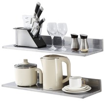 VEVOR 8.6&quot; x 30&quot; Stainless Steel Shelf, Wall Mounted Floating Shelving w... - $61.47