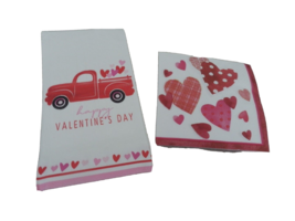 New Lot 4 Assorted Valentines Day Hearts Truck Paper Napkins 2 Ply Love - £3.94 GBP