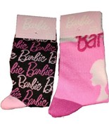Barbie Womens Socks 2 Pk Size 9-13 Stocking Pinks Logo Black Crew Mattel - $16.77 CAD