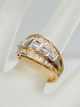 Designer 2ct VVS1 Baguette Round Diamond 14k Yellow Gold Over Band Ring - £77.85 GBP