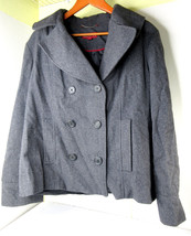 Merona Pea Coat Wool Blend Double Breast Button Gray Jacket Women&#39;s Size XXL - £23.32 GBP