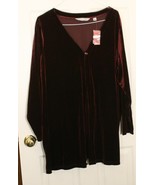 Soft by AVENUE NWT Women&#39;s Plus Jacket Shirt 26 28 Burgundy Wine Velour ... - €19,97 EUR