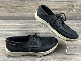 Sperry Top-Sider Men&#39;s Boat Shoes Sneakers Black Leather Lace Tie Size  ... - $28.71