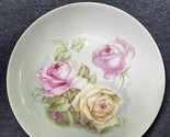Vtg Z.S.&amp;C Bavaria handpainted porcelain plate 7 1/2&quot; green W/ Pink yell... - $10.59