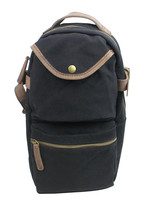 Vagarant Traveler Slim Long Shape Cotton Canvas Backpack CK06.Black - £37.74 GBP