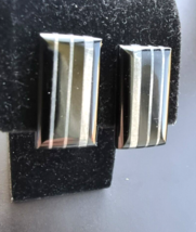 950 STERLING SILVER BLACK ONYX WITH SILVER INLAY EARRINGS - $884.36 MXN
