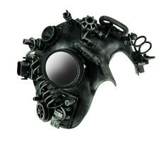 Scratch &amp; Dent Metallic Silver Steampunk Phantom Adult Costume Mask - £16.13 GBP