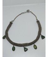 Heavy Fine Sterling Silver 950 Kobi R Green Turquoise Necklace 18&quot; - £150.21 GBP