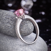 1.25 Ct 6 Claws Crown 925 Sterling Silver Pink Created Diamond Anniversary Ring - £60.43 GBP