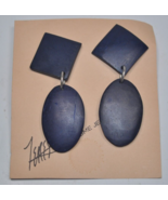 NEW Teresa Goodall Mixed Material Large Dark Blue &amp; Silver Tone Pierced ... - £15.52 GBP