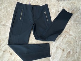Zara Basics Collection front zipper faux pockets cotton blend pants Navy size L - £20.97 GBP
