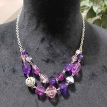 Womens Stylish Double Layered Crystals Gem &amp; Acrylic Stones Beaded Necklace - £22.51 GBP