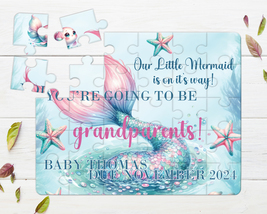Our Little Mermaid is on it&#39;s way, 30pce Wooden Puzzle, Baby Announcement - £28.76 GBP