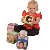 Constructive Playthings Stacking Blocks with Photo Pockets, 4-Piece Foam Baby Bl - £40.76 GBP