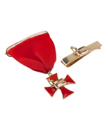 14k Yellow Gold Tie Bar and Red Cross Pin by Merrin Gorgeous Vintage - $2,079.60