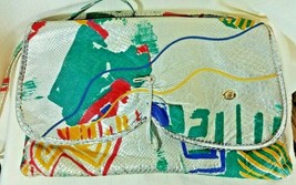 Vintage Carlo Fiori of Italy Handbag Large Painted Silver Clutch Bag wit... - $199.99