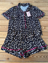 missguided NWT Women’s leopard shirt Short pajama set size 8 Black s7 - £11.79 GBP