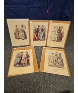 Lot Of 5 Vintage Victorian Fashion Plate Prints 1884 Reproduction Art En... - $49.45