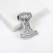 Amulet Mjolnir Thor Hammer Silver 925 Pendant Viking Rune Futark Pendant - £108.51 GBP
