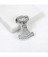 Amulet Mjolnir Thor Hammer Silver 925 Pendant Viking Rune Futark Pendant - £108.77 GBP