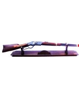 Walnut Wood Presentation Gun Rack Stand Antique Rifle Shotgun Table Top ... - $149.00