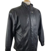Preswick &amp; Moore Black Genuine Leather Jacket Coat Medium Zip Up Soft Pe... - £19.91 GBP