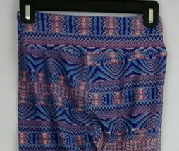 New LuLaRoe One Size Leggings Purple, Pink, &amp; Blue With Geometric Design - £12.20 GBP