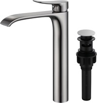 Tall Vessel Sink Faucet Bathroom Waterfall Faucet Brushed Nickel Finishe... - $90.94