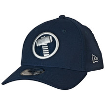 Thor Mjolnir Symbol Color Block New Era 39Thirty Fitted Hat Blue - £36.55 GBP