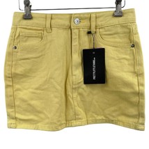 Pretty Little Thing Lemon Yellow Demin Mini Skirt Size US 4 UK 8 New - $12.89